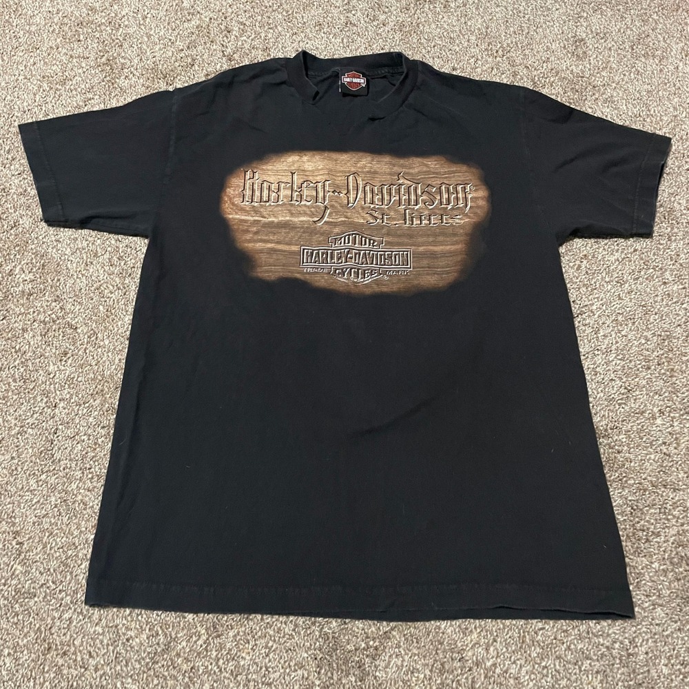 Harley Davidson St Kitts T Shirt Ride The Plank Pirate Black Mens XL Modified V - Picture 3 of 5